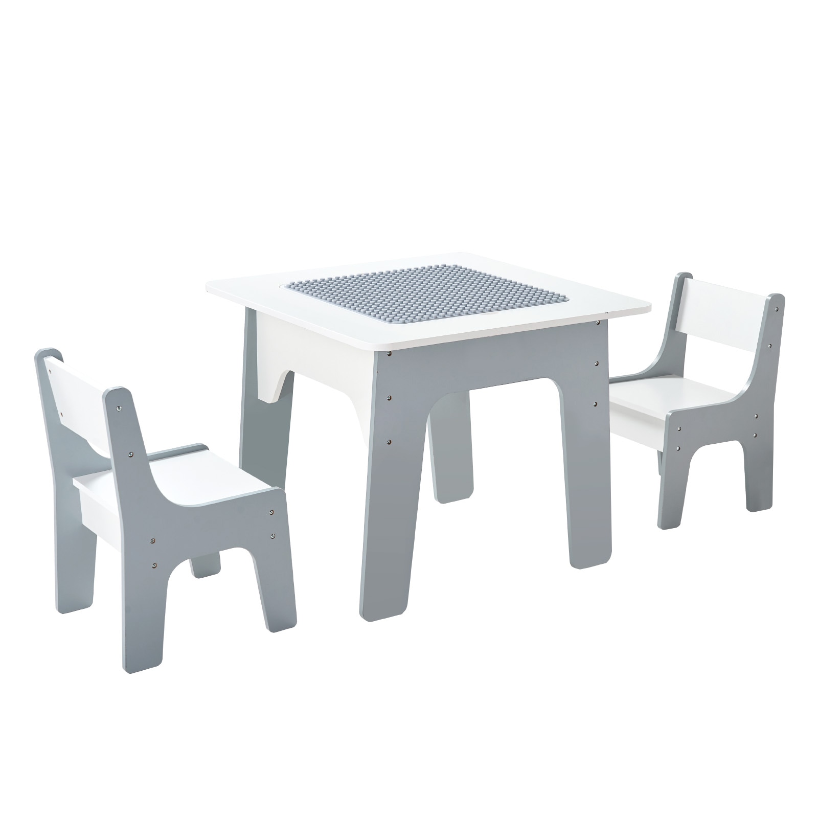 Childrens Activity Table And 2 Chairs Set Building Block Table_voghion.com